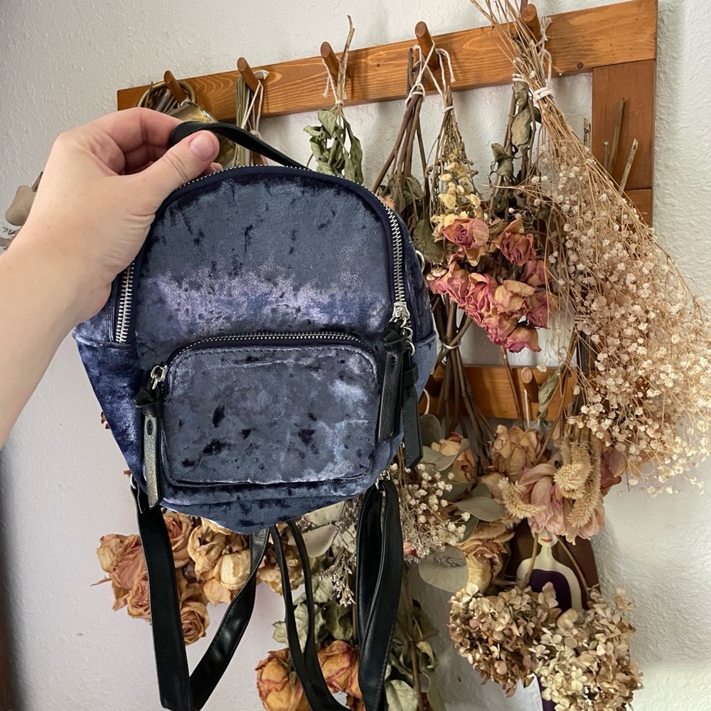 Deep Blue Velvet Mini Backpack - image 1